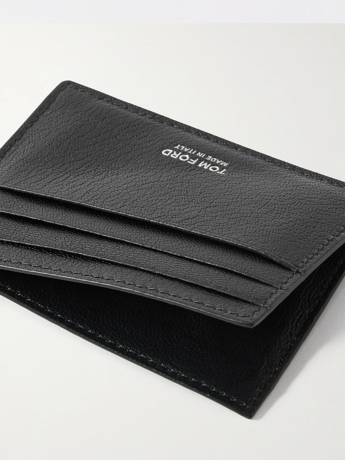 Tom Ford Pebble-grain Leather Cardholder In Black