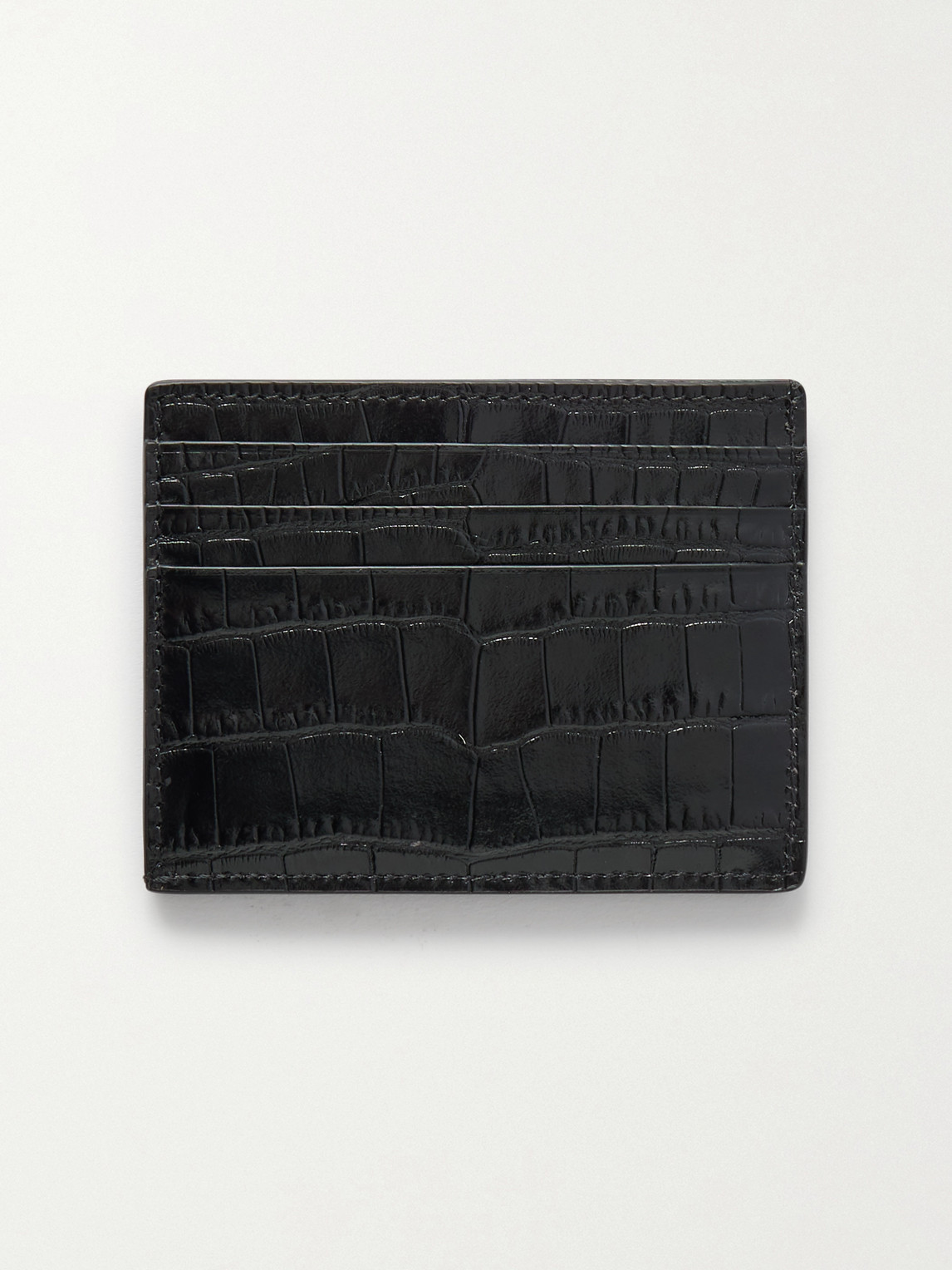 Tom Ford Croc-effect Leather Cardholder In Blue