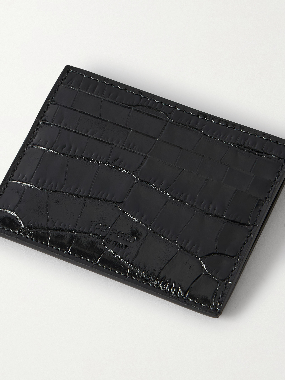 Tom Ford Croc-effect Leather Cardholder In Blue