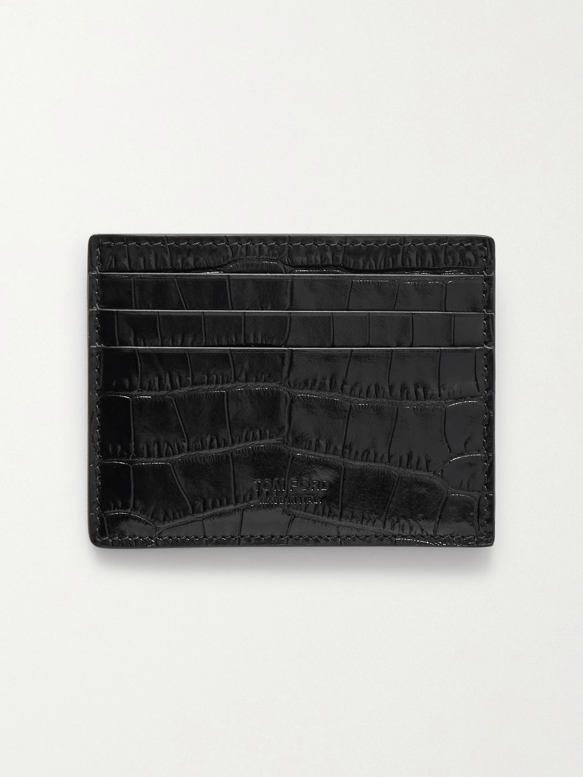 Tom Ford Croc-effect Leather Cardholder In Blue