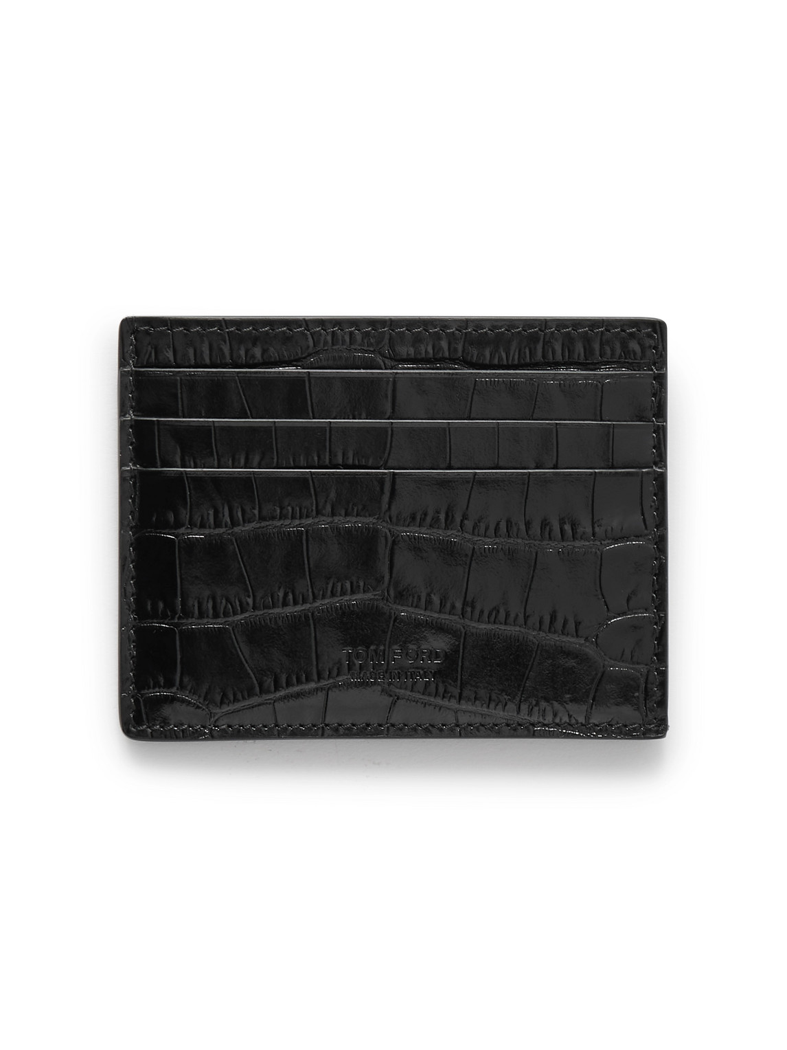 Tom Ford Croc-effect Leather Cardholder In Blue