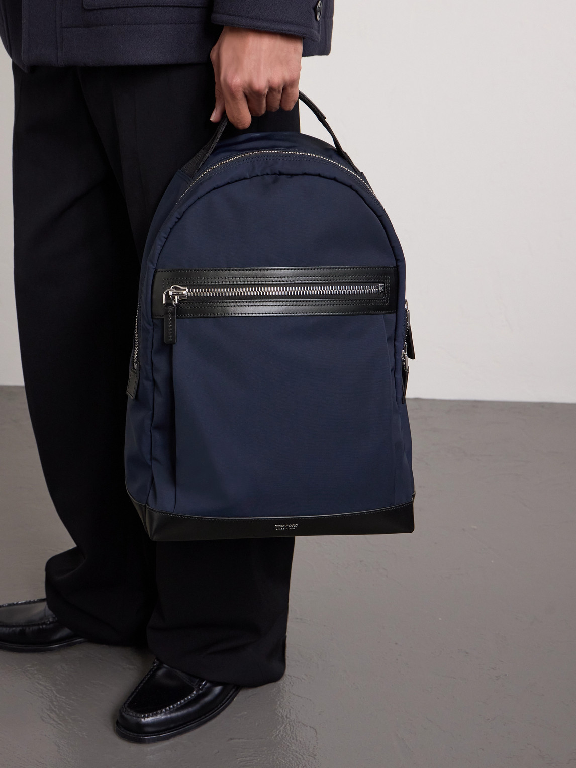 Tom Ford Leather-trimmed Nylon Backpack In Blue