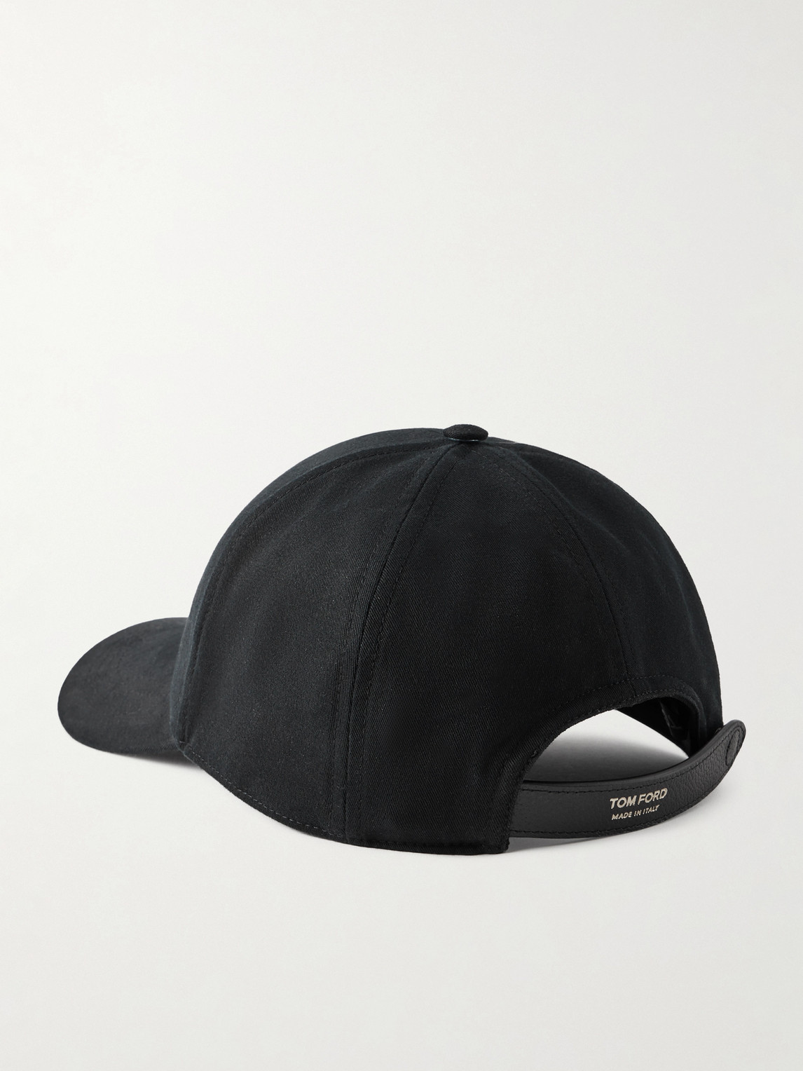 Tom Ford Leather-trimmed Logo-embroidered Cotton-twill Baseball Cap In Black