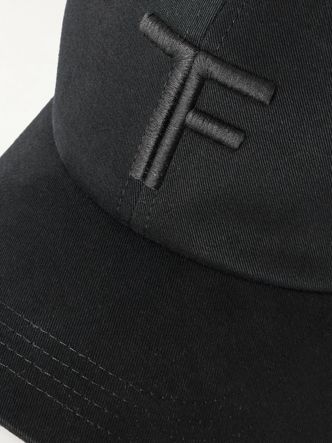 Tom Ford Leather-trimmed Logo-embroidered Cotton-twill Baseball Cap In Black