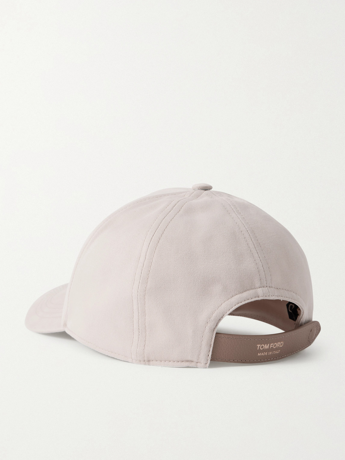 Tom Ford Leather-trimmed Logo-embroidered Cotton-twill Baseball Cap In Neutral