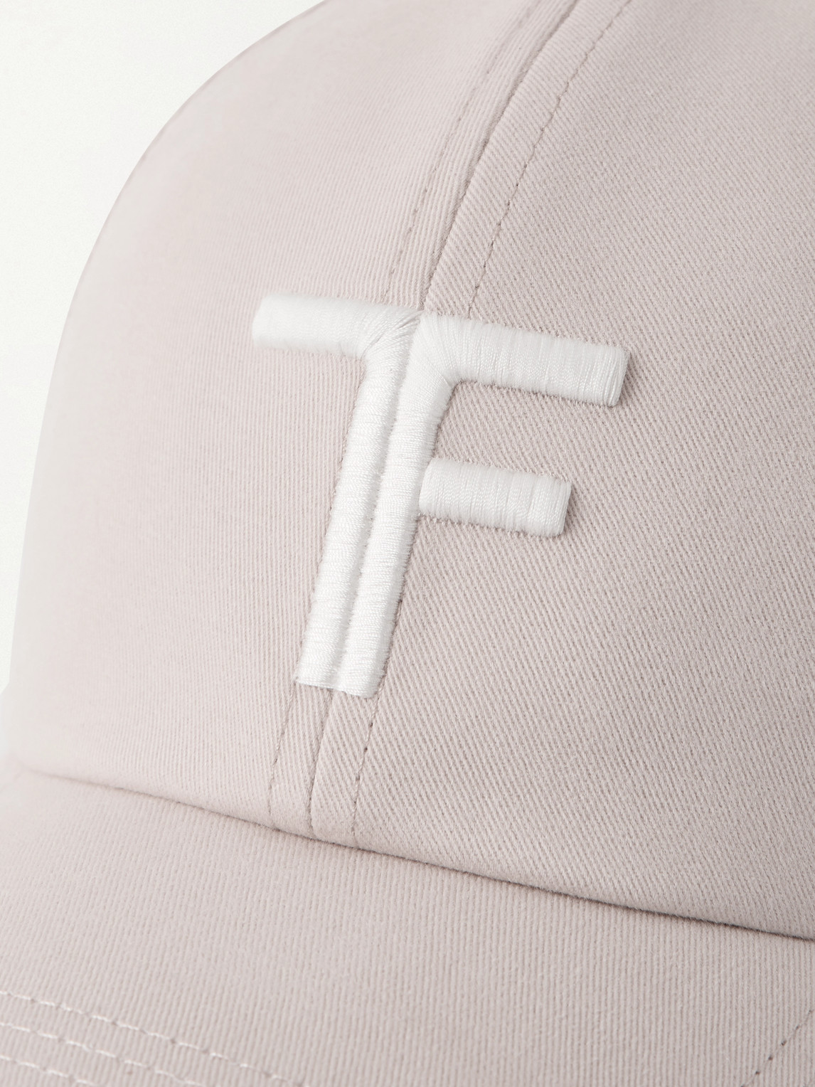 Tom Ford Leather-trimmed Logo-embroidered Cotton-twill Baseball Cap In Neutral