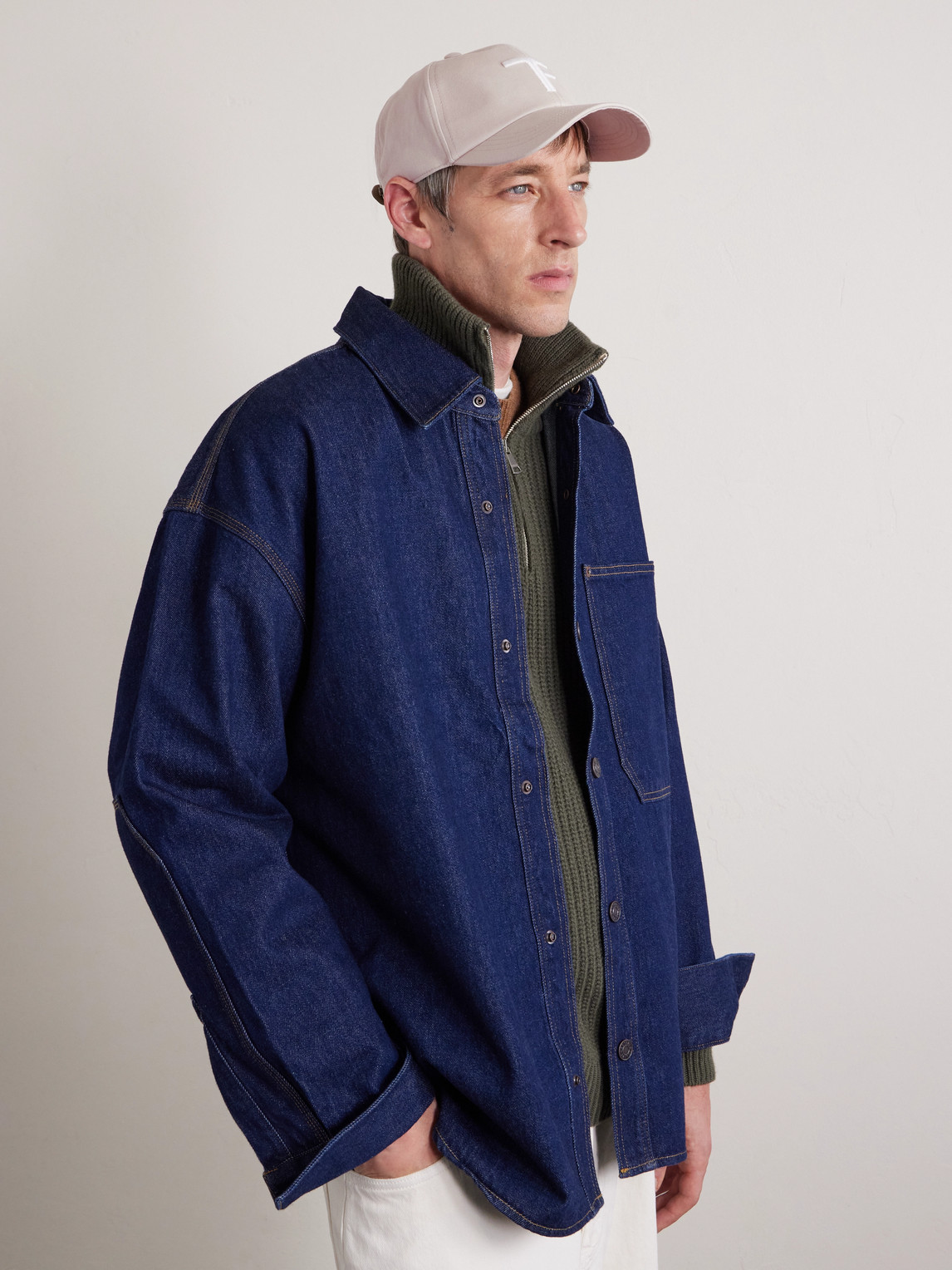 Tom Ford Leather-trimmed Logo-embroidered Cotton-twill Baseball Cap In Neutral