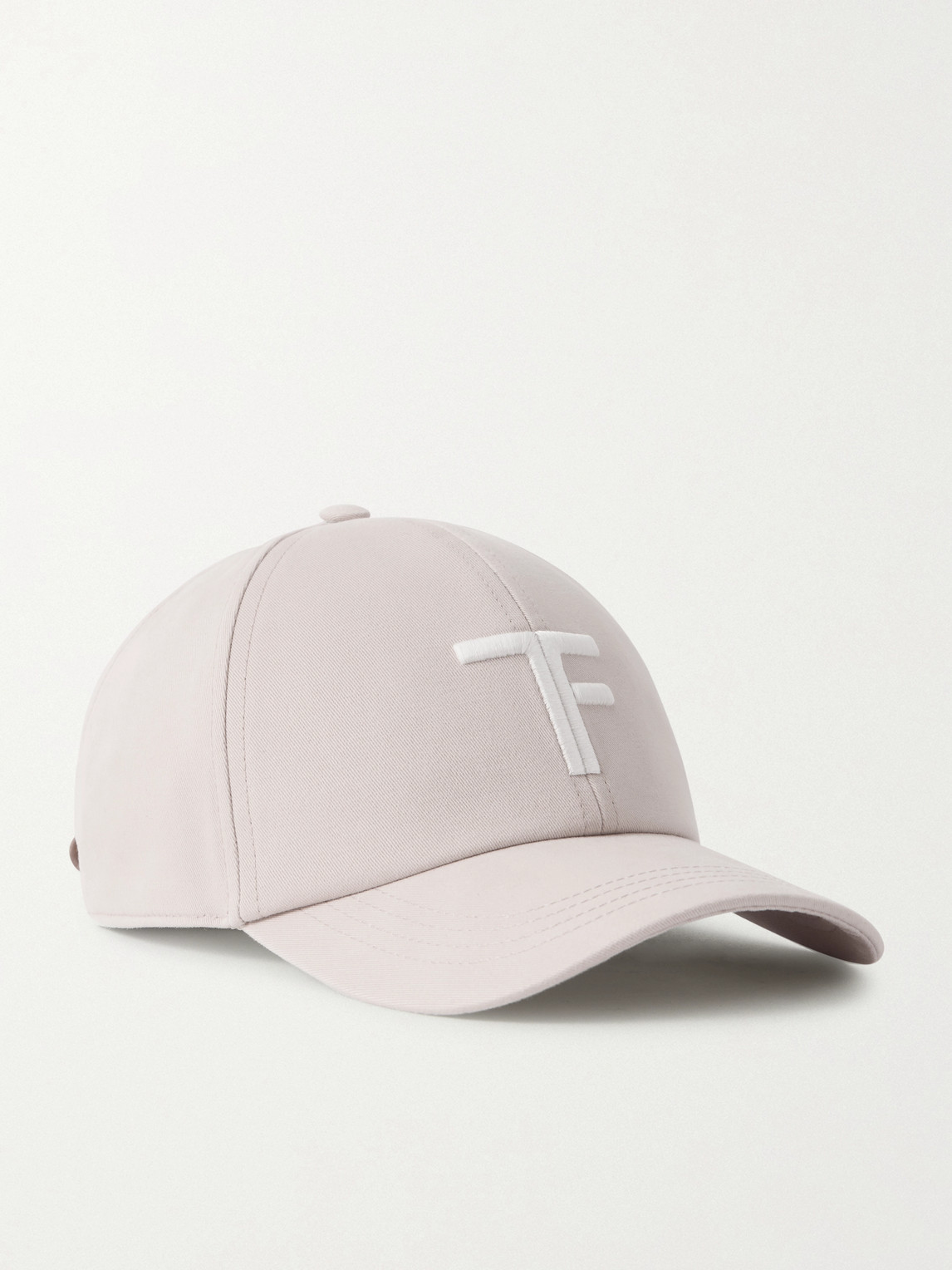 Tom Ford Leather-trimmed Logo-embroidered Cotton-twill Baseball Cap In Neutral