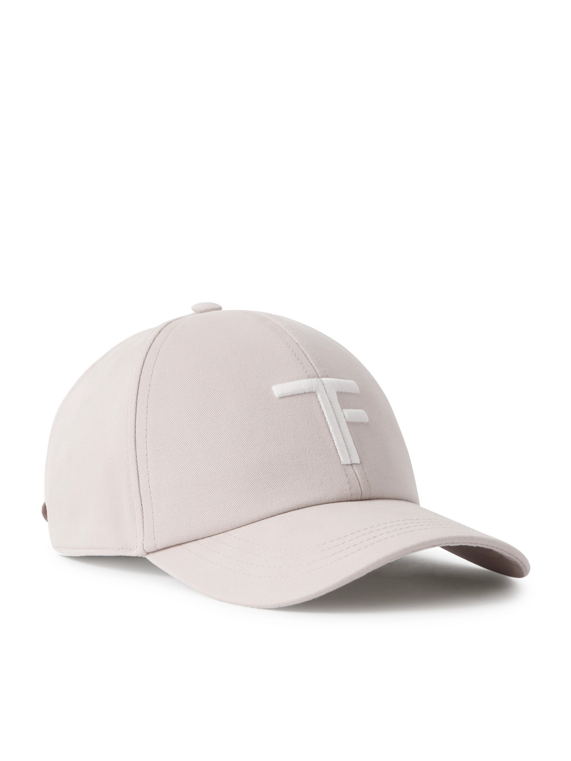 Tom Ford Leather-trimmed Logo-embroidered Cotton-twill Baseball Cap In Neutral