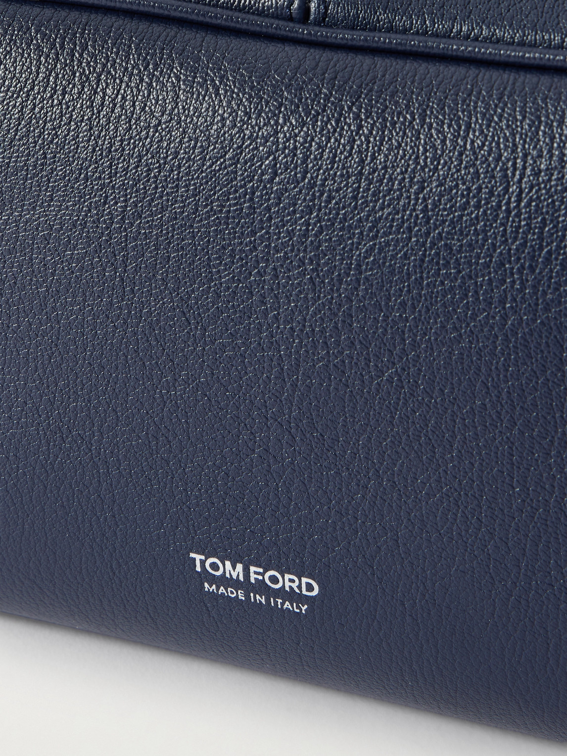 Tom Ford Leather Wash Bag In Blue