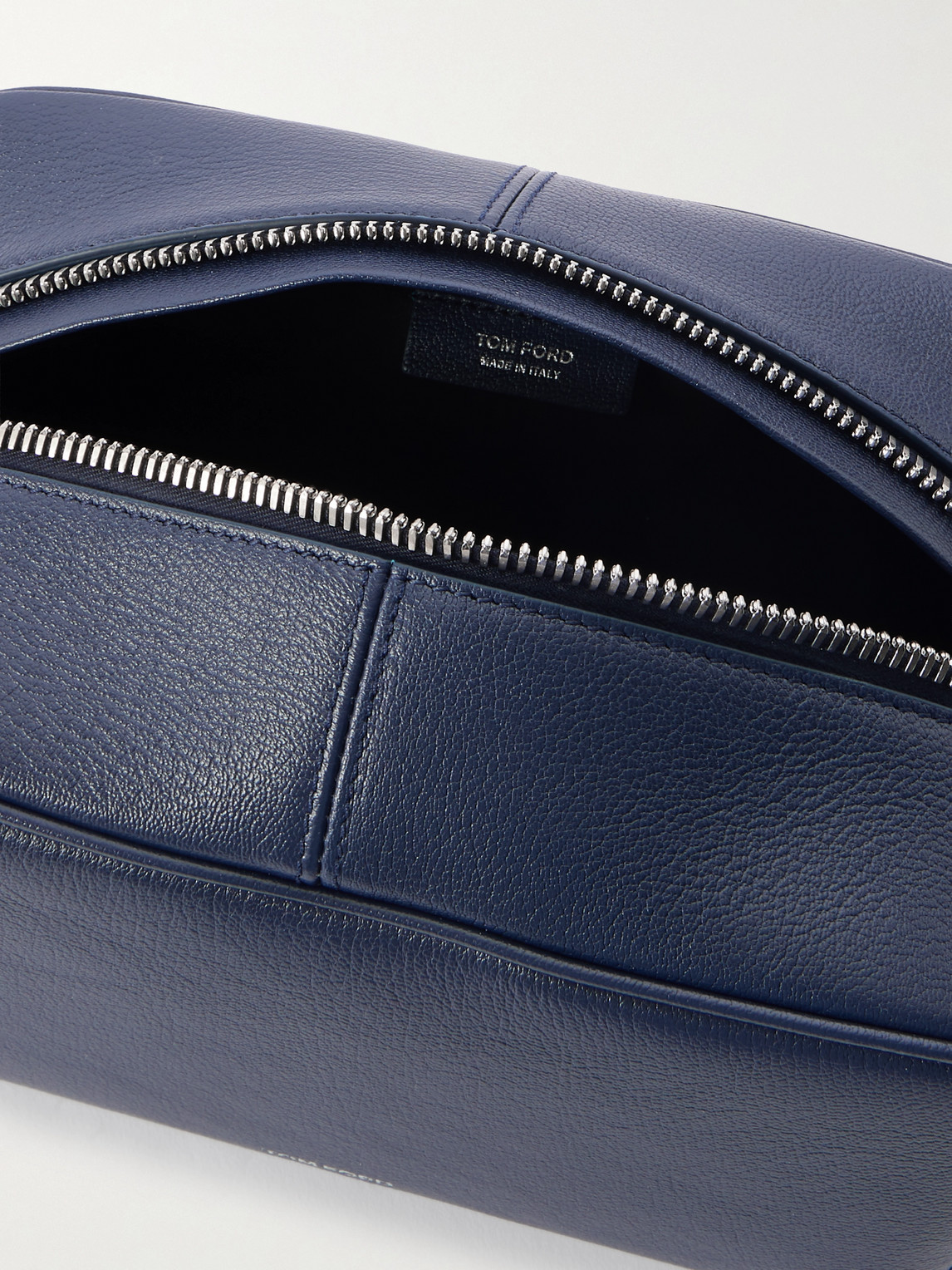Tom Ford Leather Wash Bag In Blue