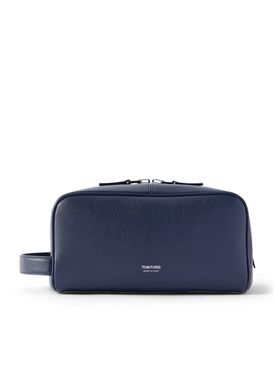Tom Ford Leather Wash Bag In Blue
