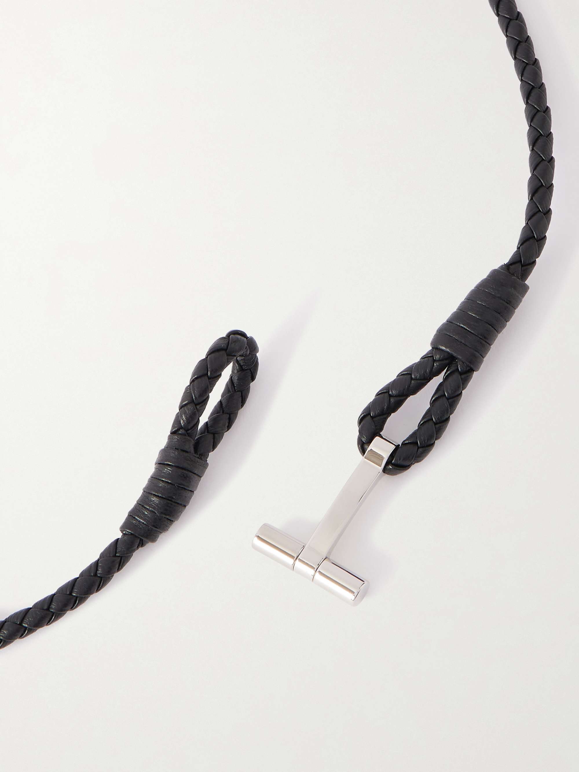 TOM FORD Woven Leather and Silver-Tone Wrap Bracelet