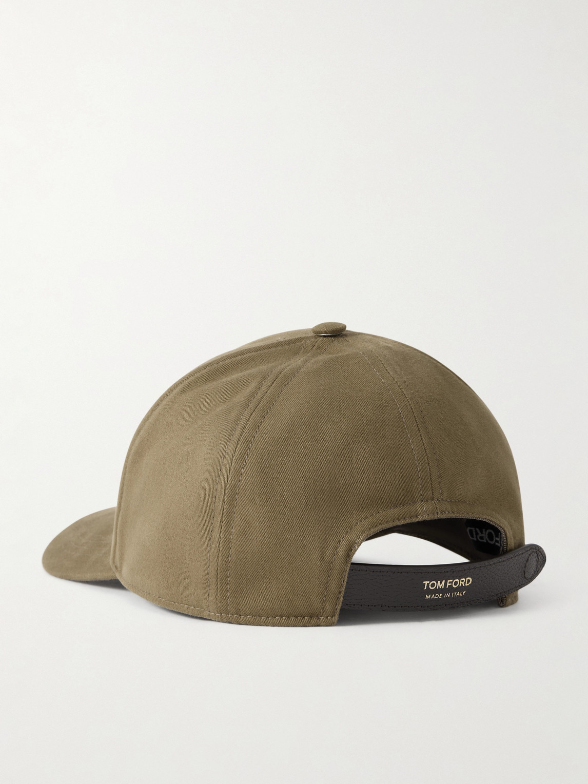 Tom Ford Leather-trimmed Logo-embroidered Cotton-twill Baseball Cap In Green