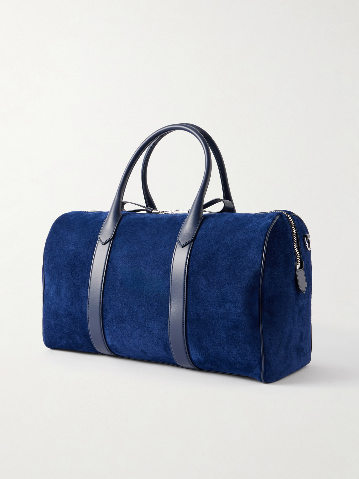  Tom Ford - Leather-trimmed Suede Weekend Bag - Men - Blue 