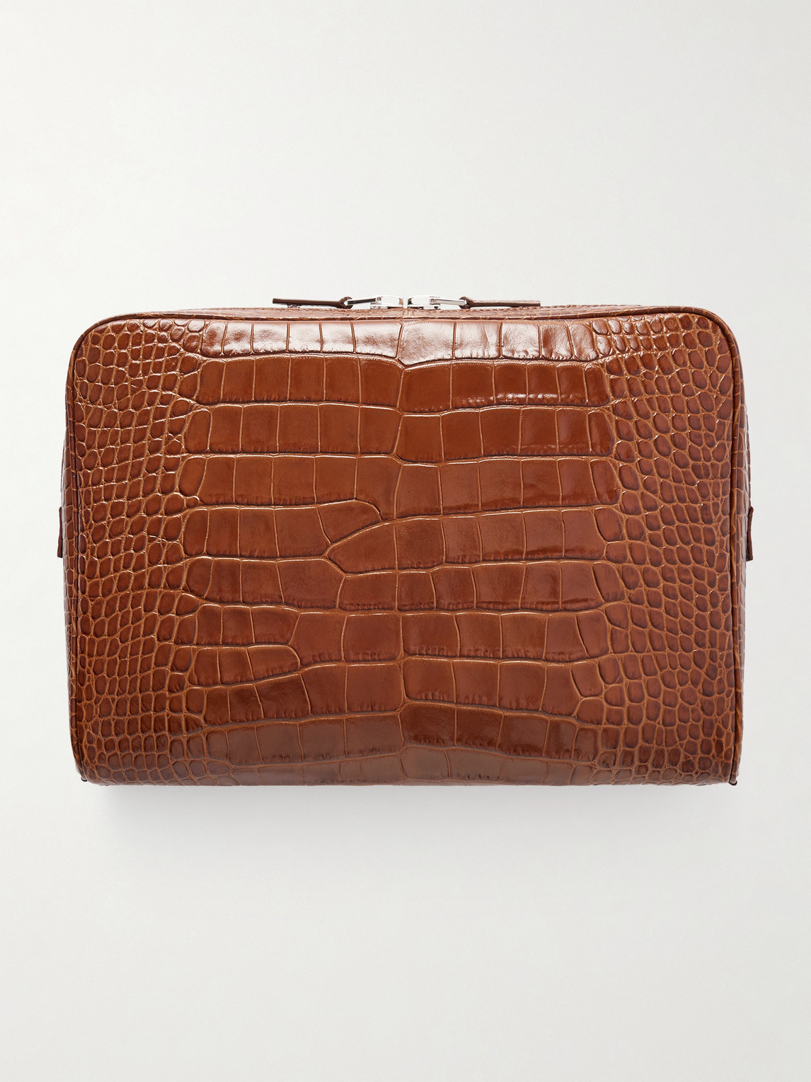 Tom Ford Croc-effect Leather Pouch In Brown