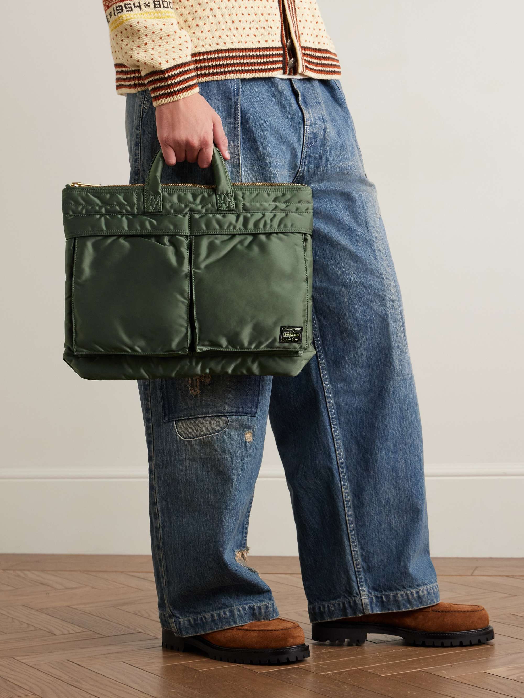 Tanker Helmet Short Nylon-Twill Tote Bag - green - One Size