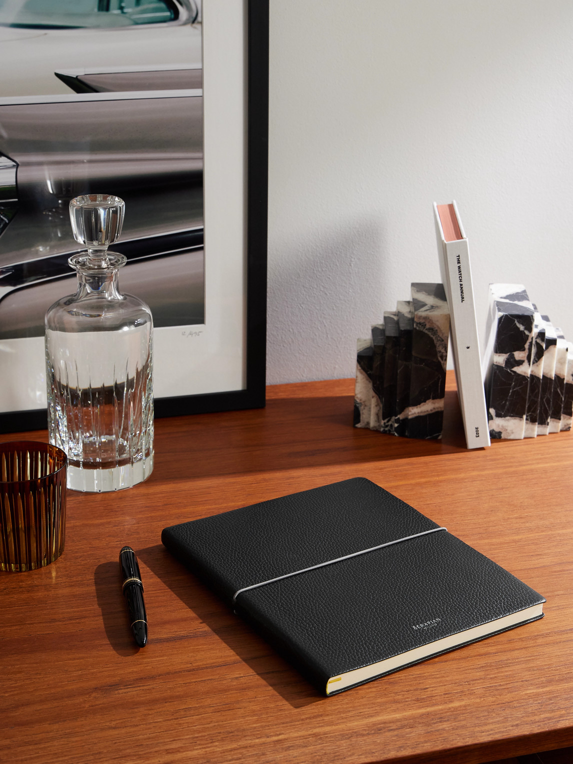 Large Logo-Print Full-Grain Cachemire Leather Notebook — 2