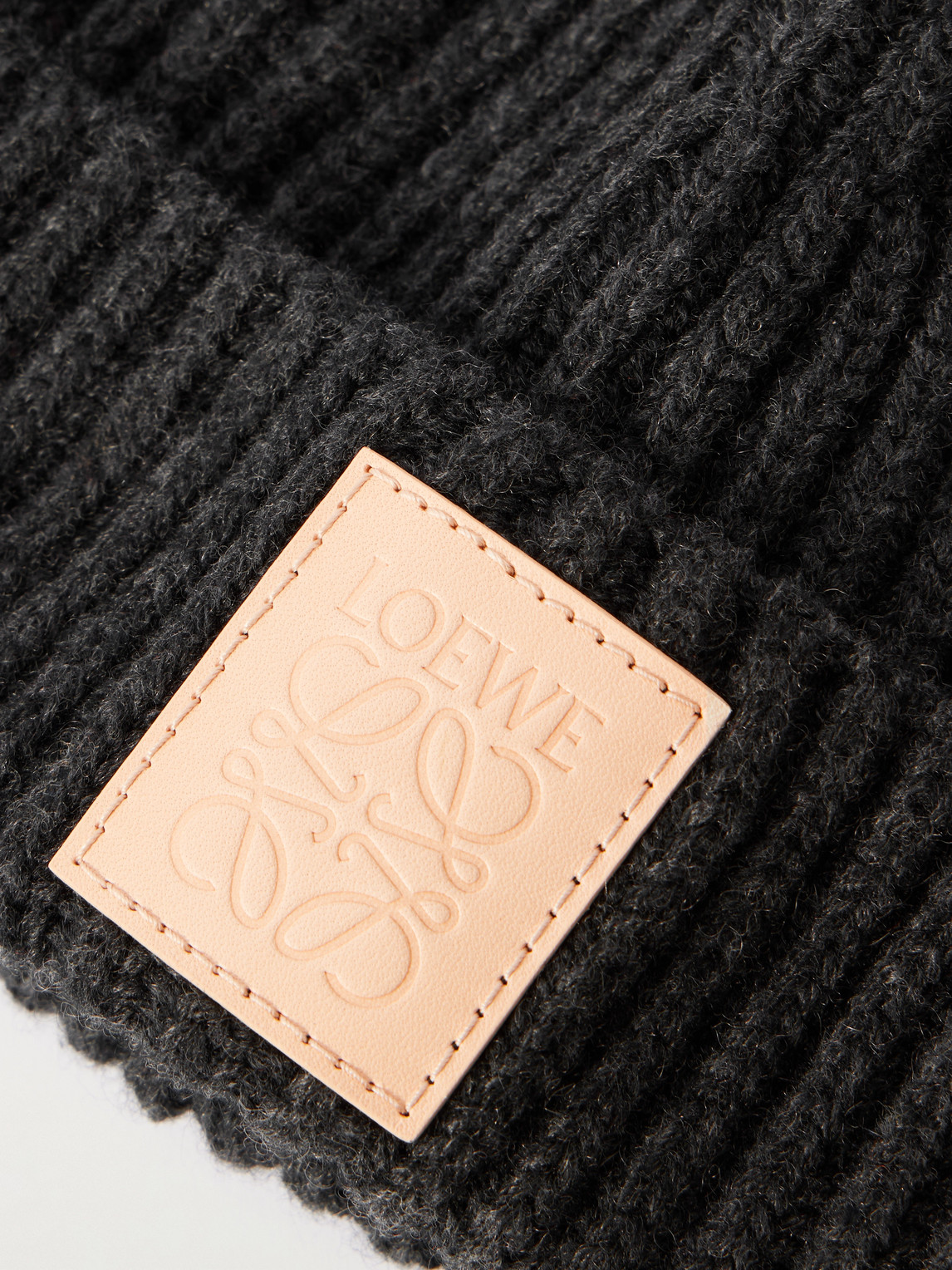 Loewe Cashmere Blend Logo-patch Beanie In Black