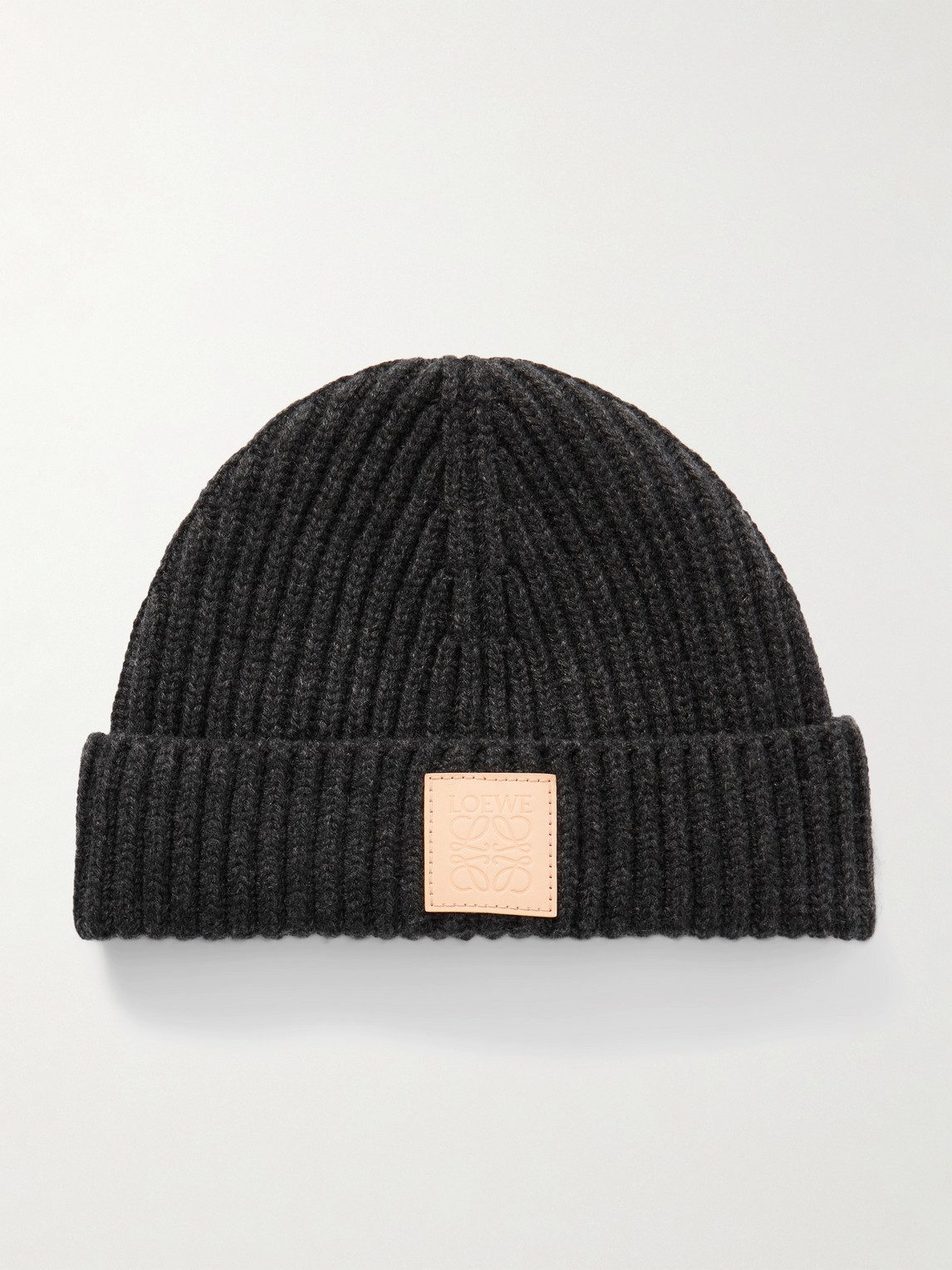 Loewe Anagram Ribbed-knit Cashmere Beanie In Black