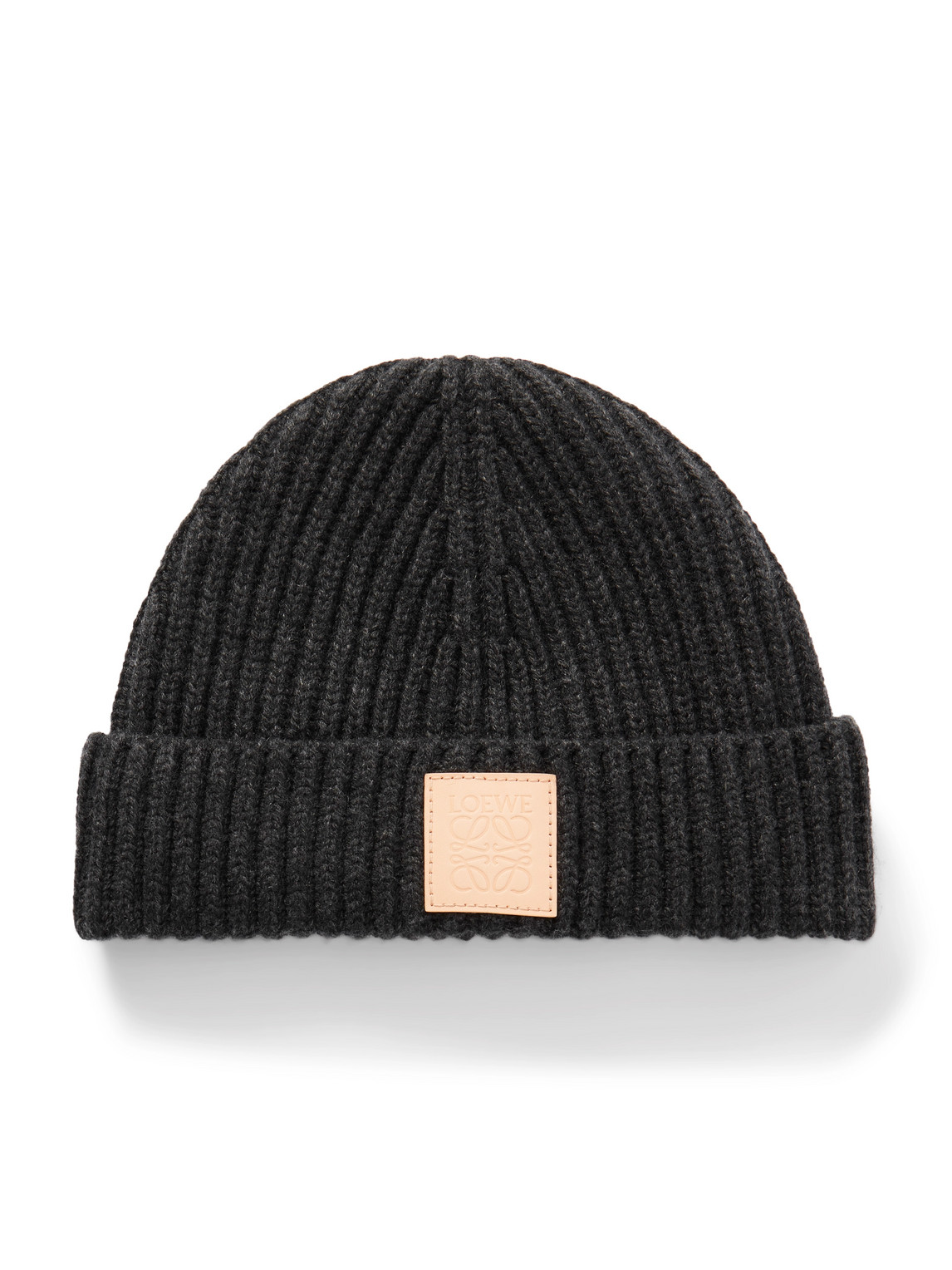 Loewe Cashmere Blend Logo-patch Beanie In Black