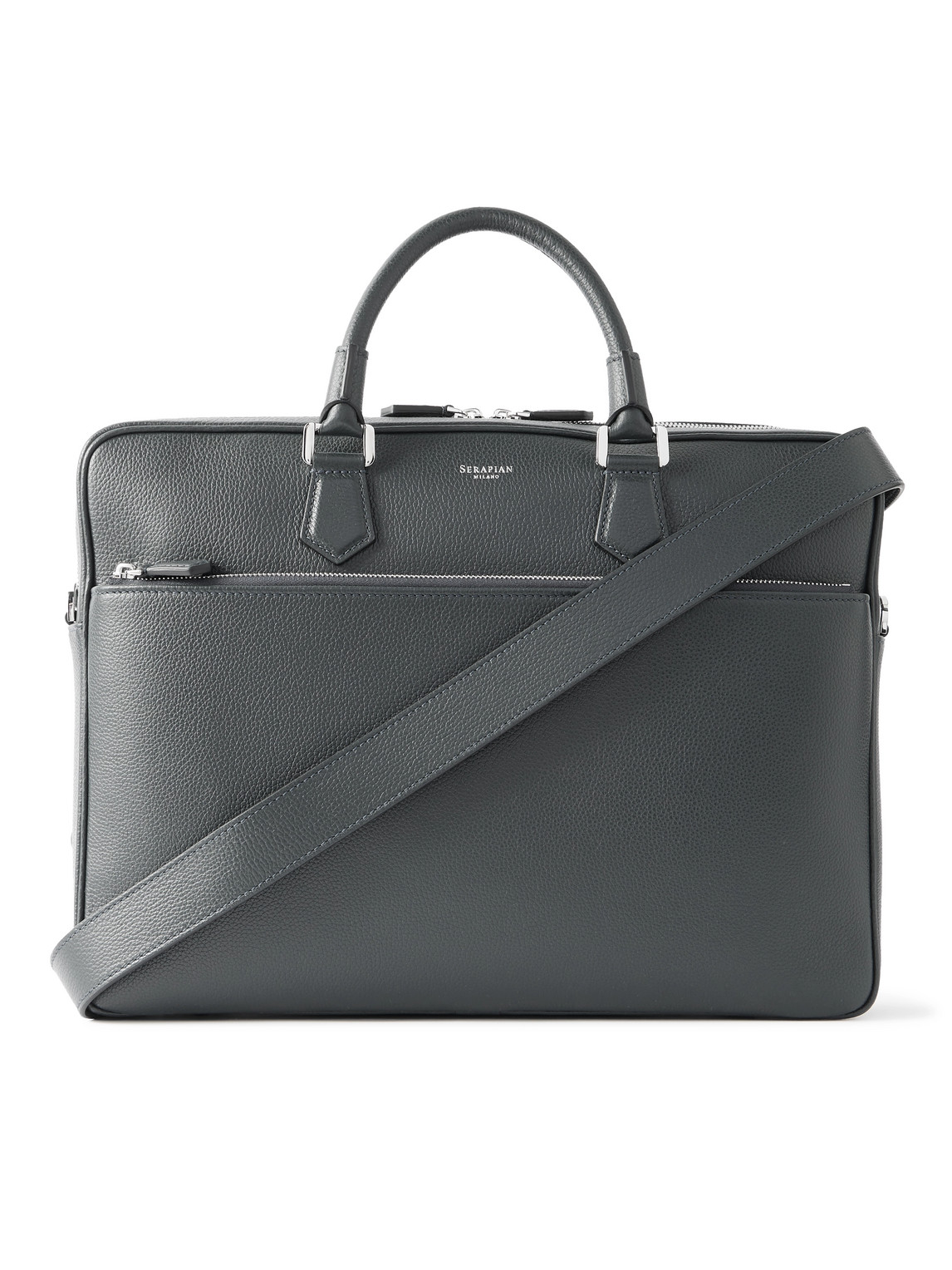 Serapian Cachemire Full-grain Leather Briefcase In Black