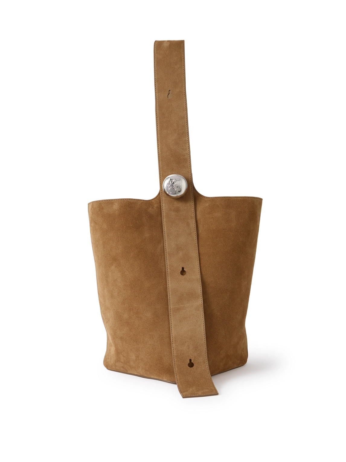 Loewe Large Pebble Suede Bucket Bag In Brown
