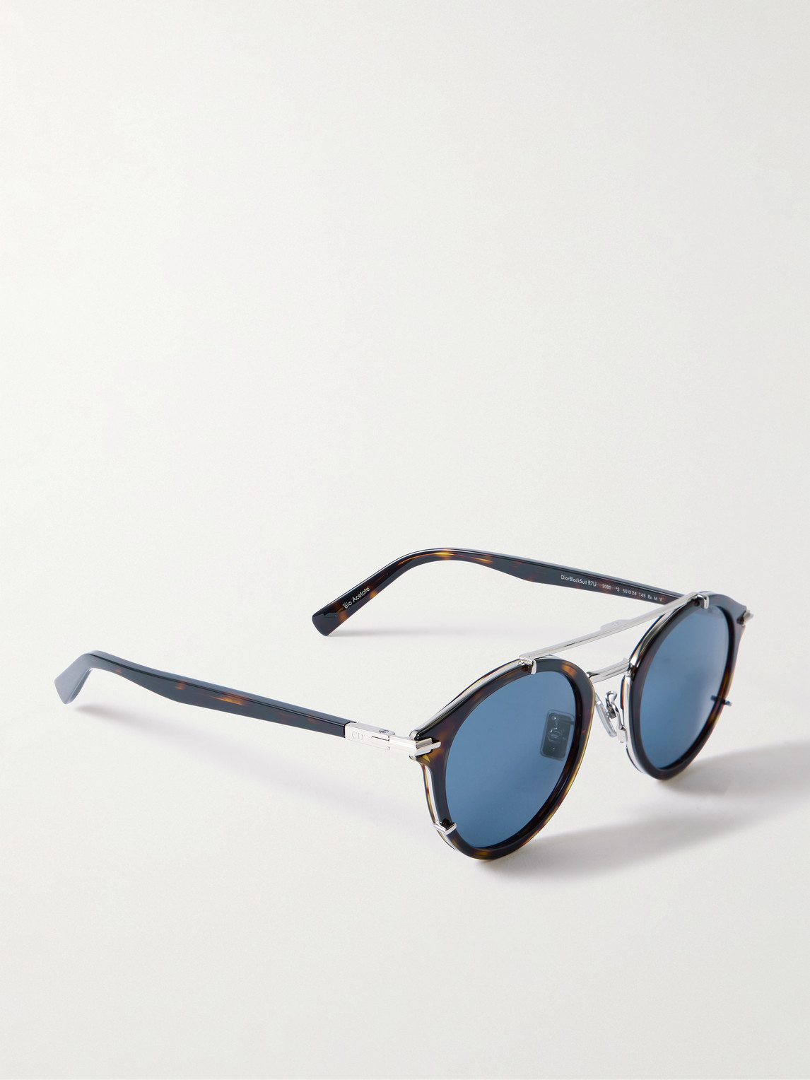 Dior Blacksuit R7u Tortoiseshell Acetate And Silver-tone Round-frame Sunglasses In Brown