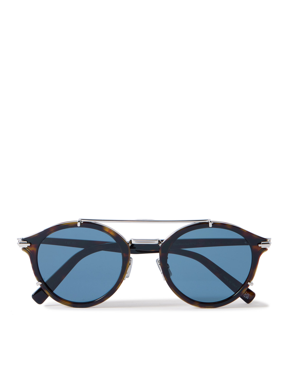 Dior Blacksuit R7u Tortoiseshell Acetate And Silver-tone Round-frame Sunglasses In Brown