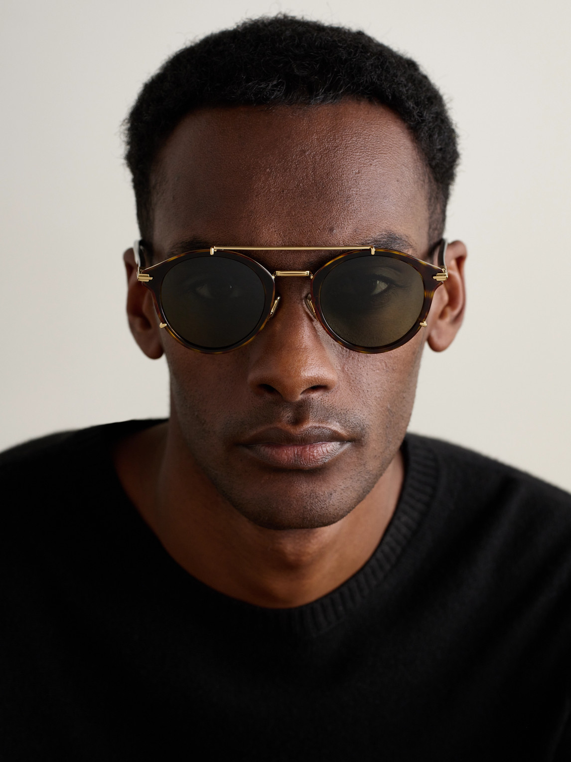 DiorBlackSuit R7U Tortoiseshell Acetate and Gold-Tone Round-Frame Sunglasses — 2