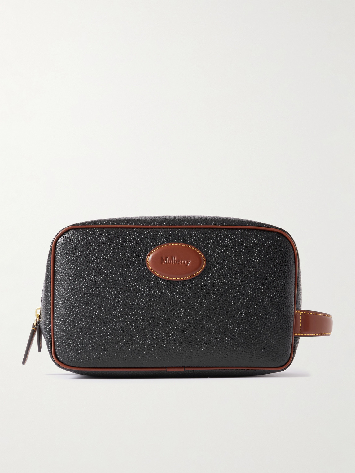 Mulberry Leather-trimmed Bioveg Scotchgrain Wash Bag In Black