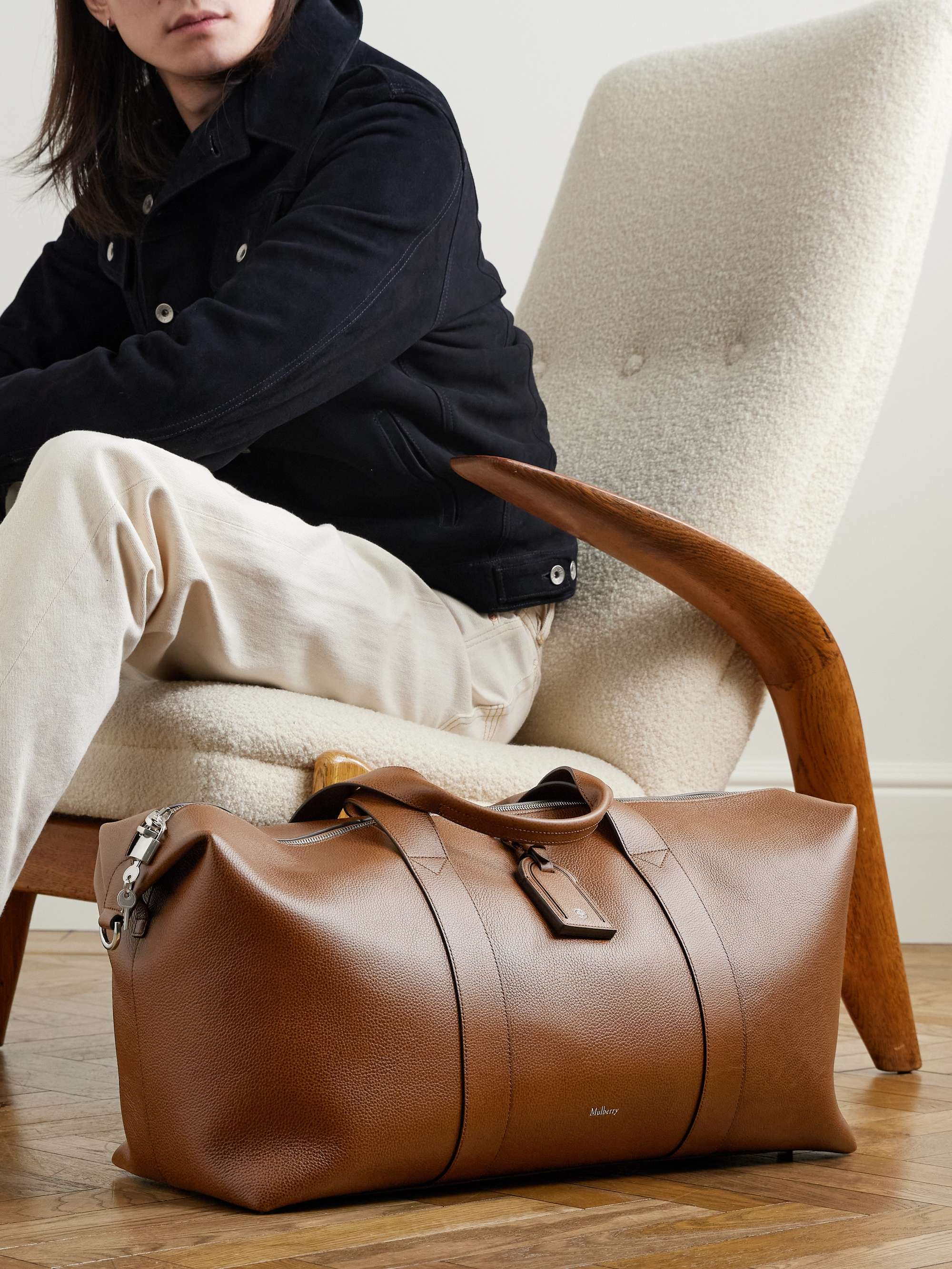 MULBERRY Heritage Medium Clipper Full-Grain Leather Weekend Bag