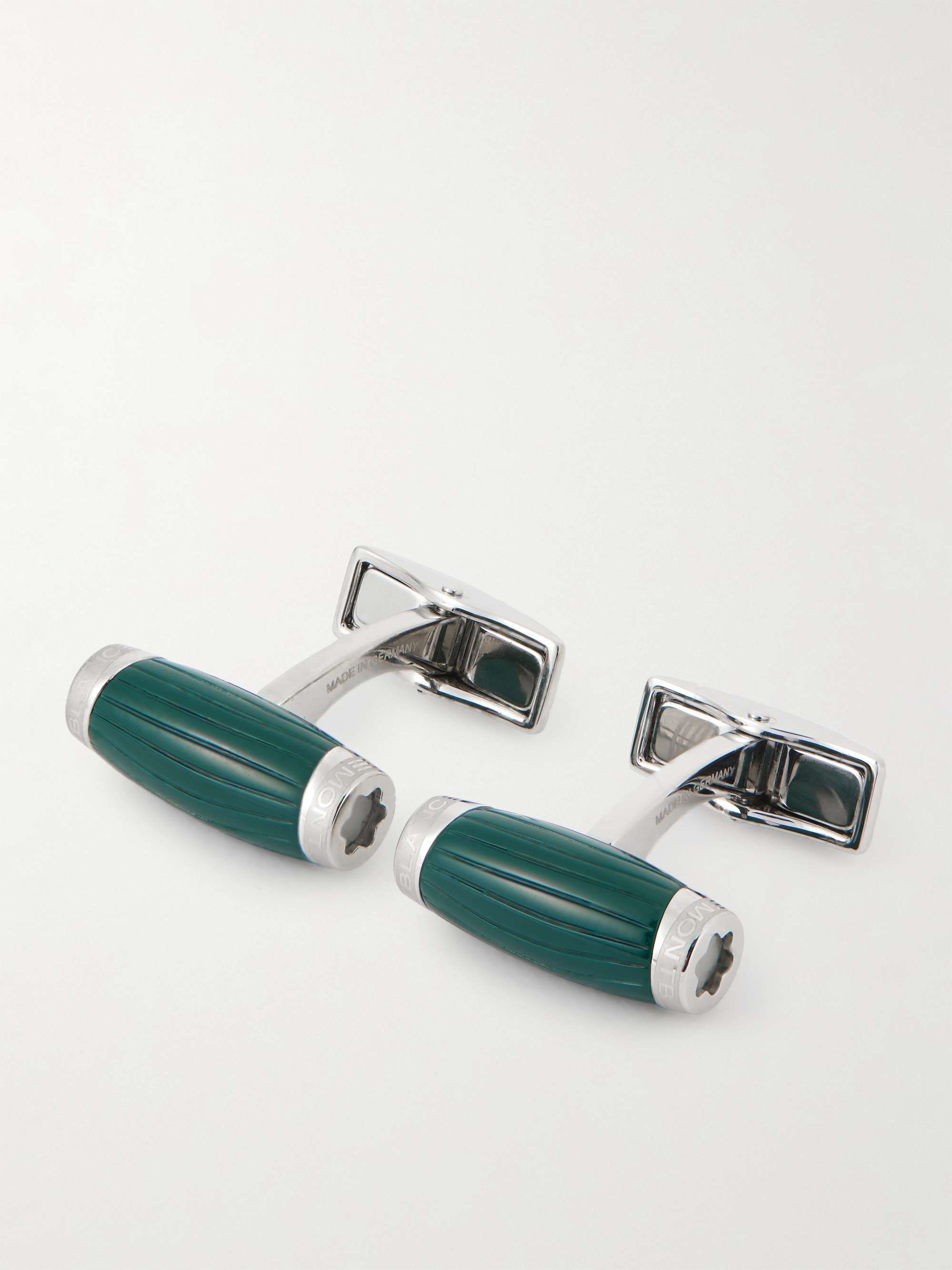 MONTBLANC Silver-Tone and Enamel Cufflinks for Men | MR PORTER