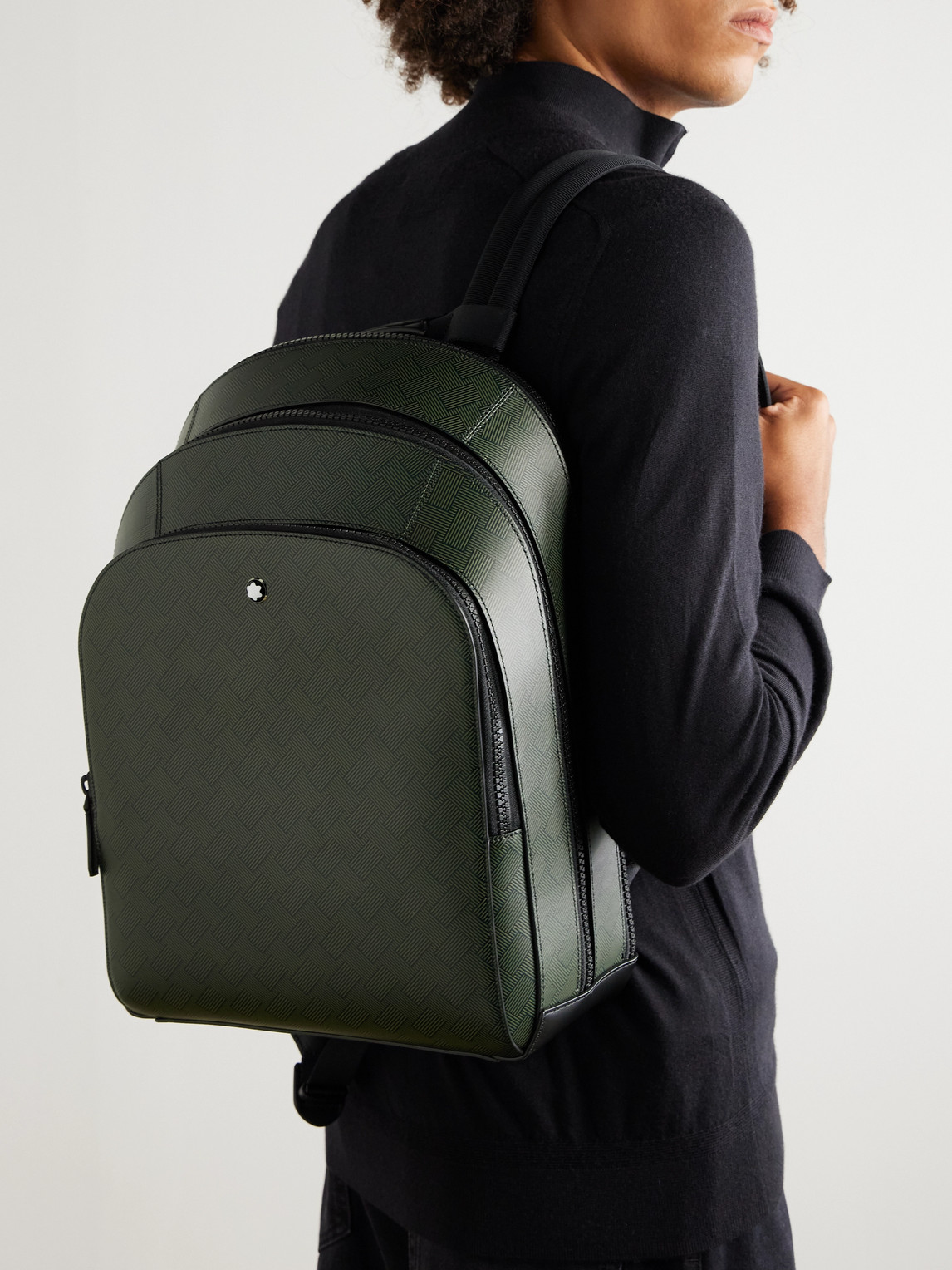 Montblanc Sartorial Medium Cross-grain Leather Backpack In Green