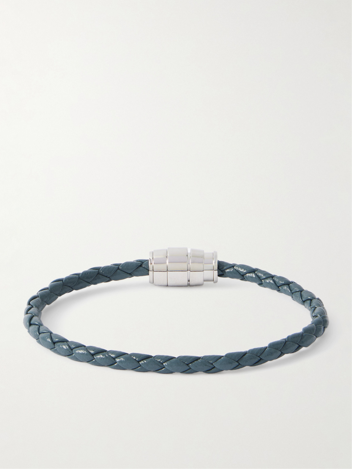 Montblanc Meisterstück 3-ring Stainless Steel And Woven Leather Bracelet In Blue