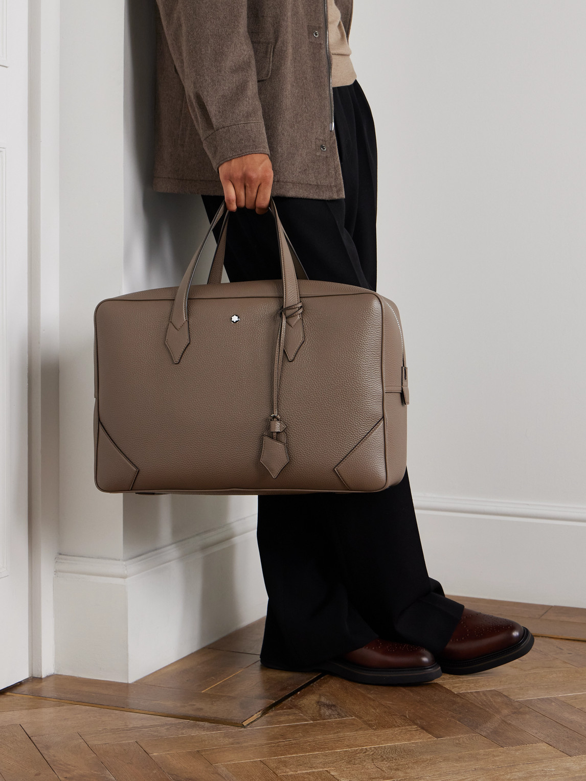Montblanc Full-grain Leather Holdall In Neutral