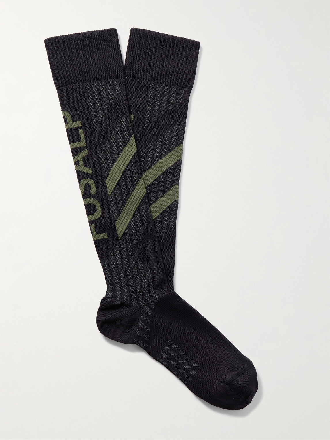 Fusalp Logo-jacquard Tech-mesh Ski Socks In Blue