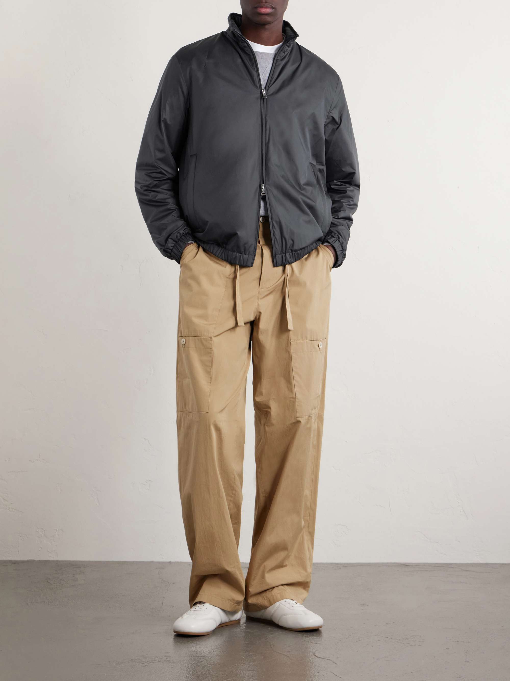 MONCLER Bauges Leather-Trimmed Quilted Shell Hooded Down Jacket