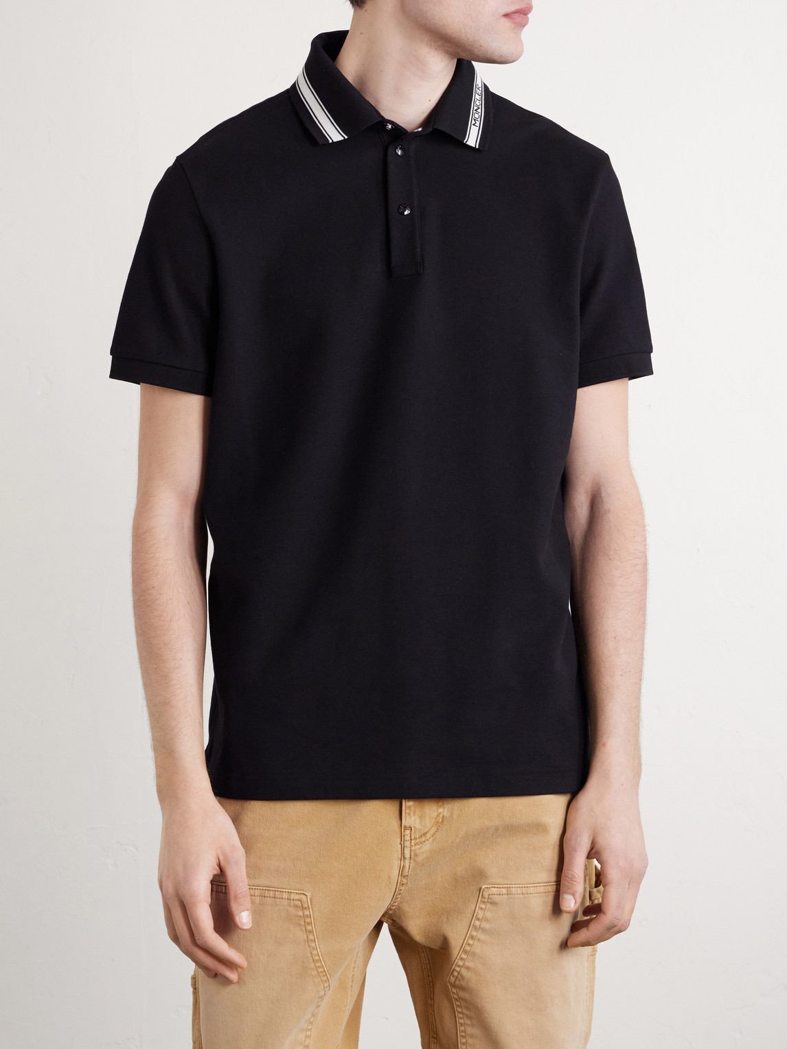 Logo-Appliquéd Honeycomb-Knit Cotton Polo Shirt