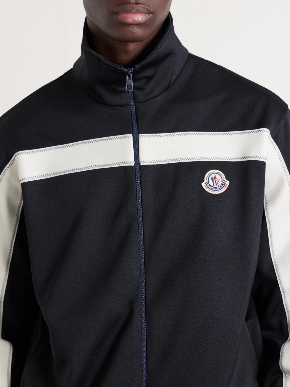 Logo-Appliquéd Zip-Up Jersey Cardigan