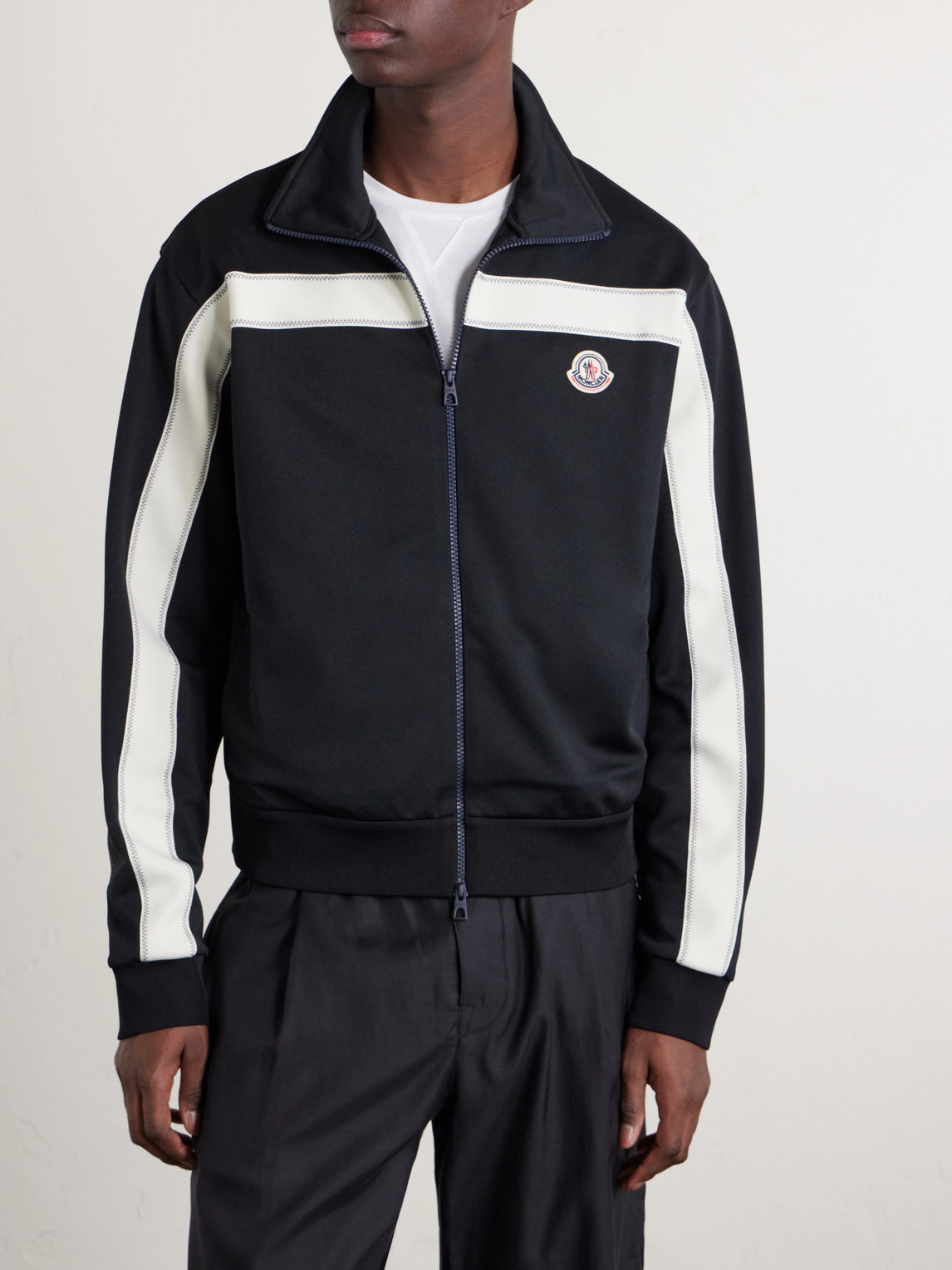 Logo-Appliquéd Zip-Up Jersey Cardigan