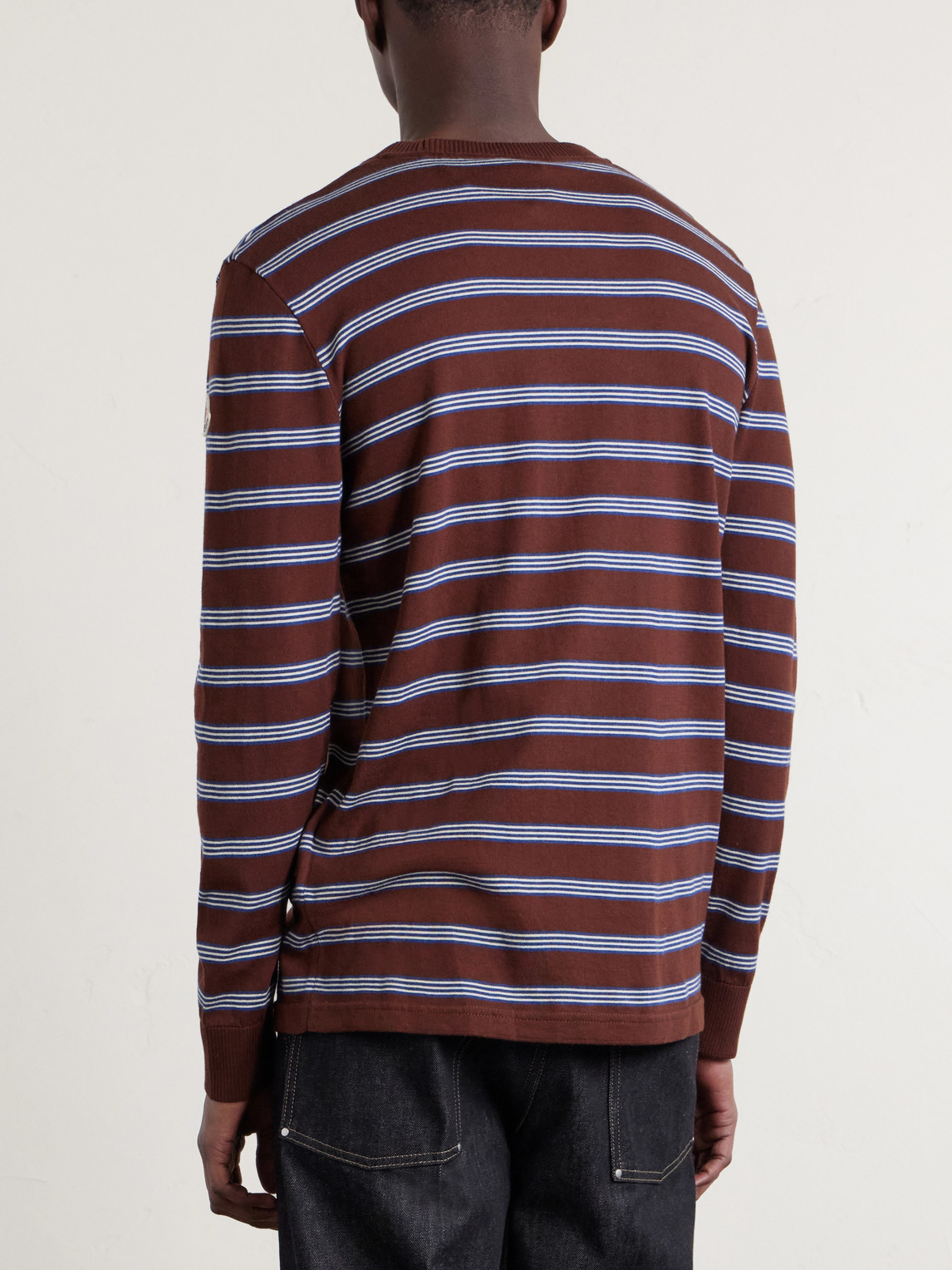 Logo-Appliquéd Striped Cotton Sweatshirt