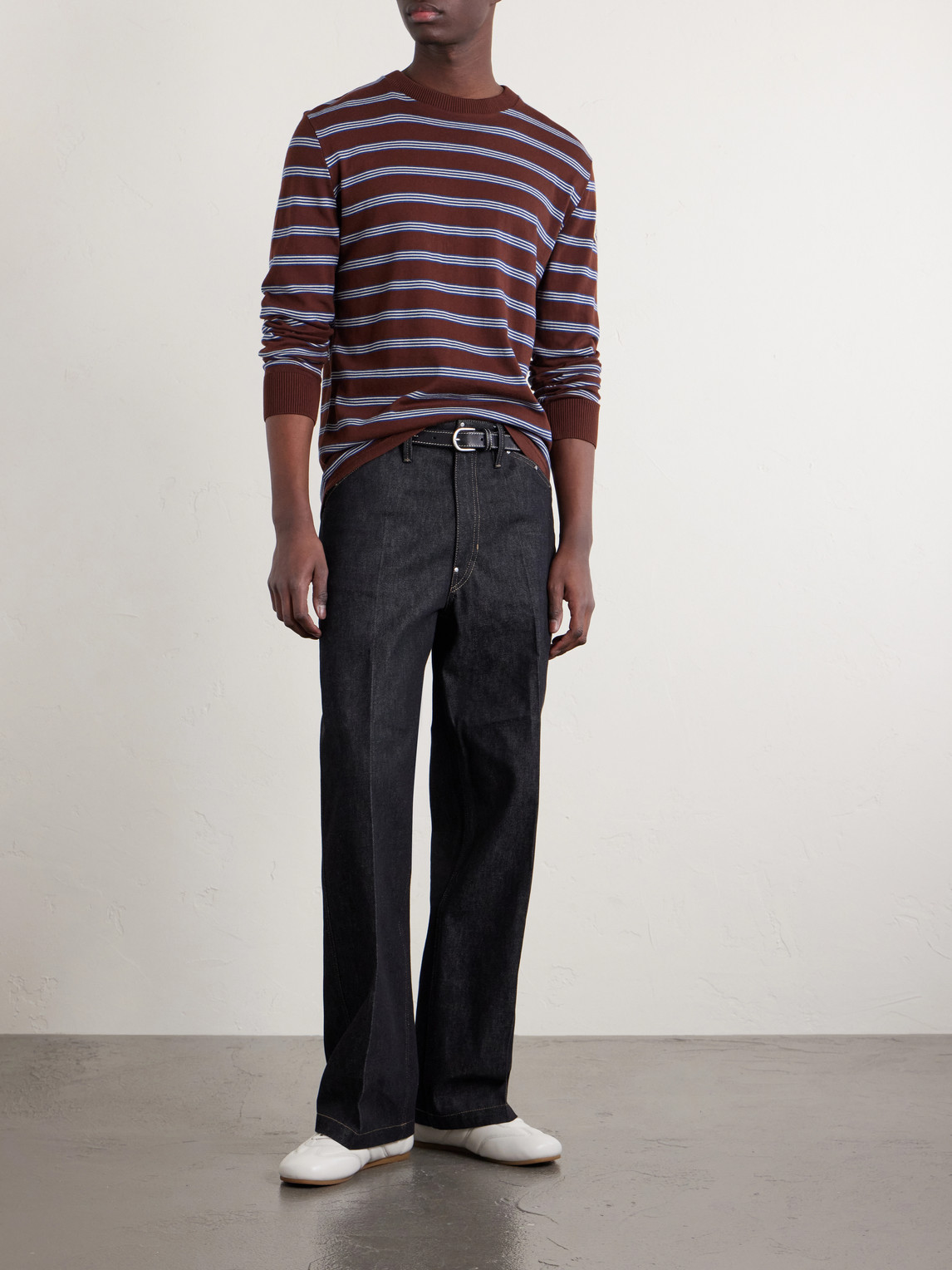 Logo-Appliquéd Striped Cotton Sweatshirt