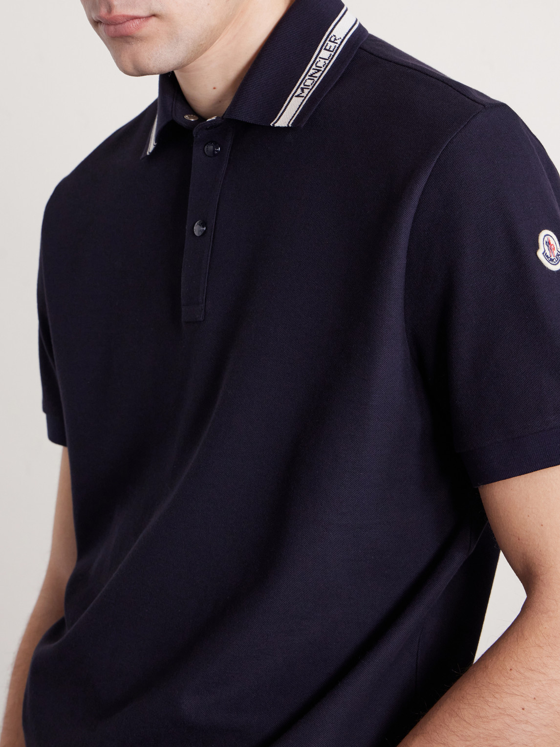 Logo-Appliquéd Honeycomb-Knit Cotton Polo Shirt