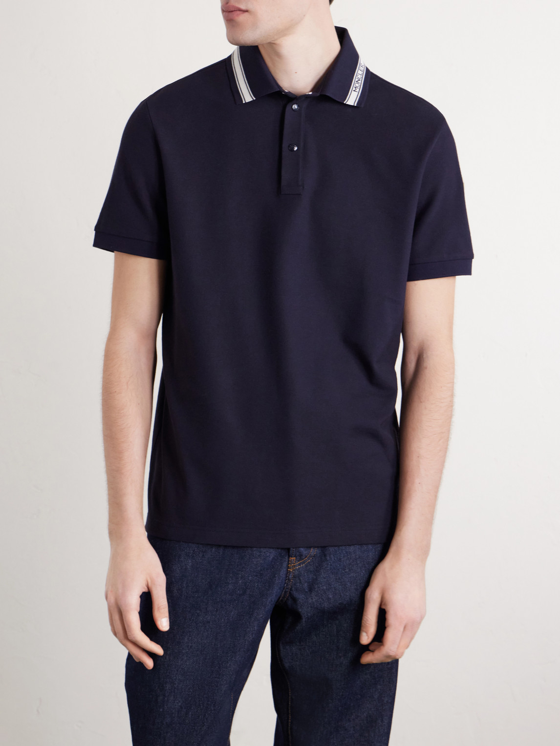 Logo-Appliquéd Honeycomb-Knit Cotton Polo Shirt