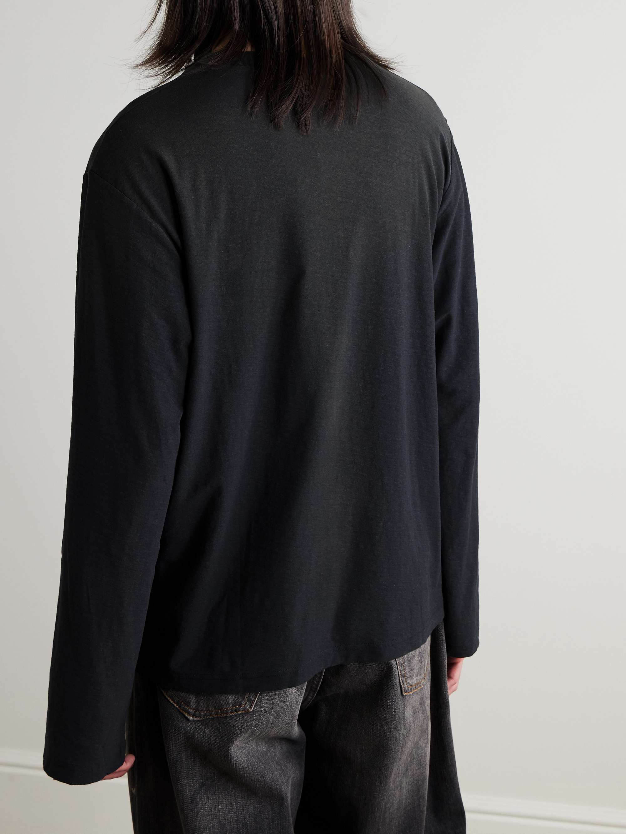 ACNE STUDIOS Edden U 1996 Logo-Printed Distressed Cotton and Hemp-Blend T-Shirt