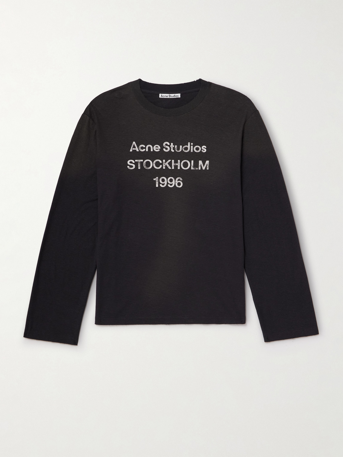 Acne Studios Edden U 1996 Oversized Logo-Print Distressed Cotton and Hemp-Blend T-Shirt - Men