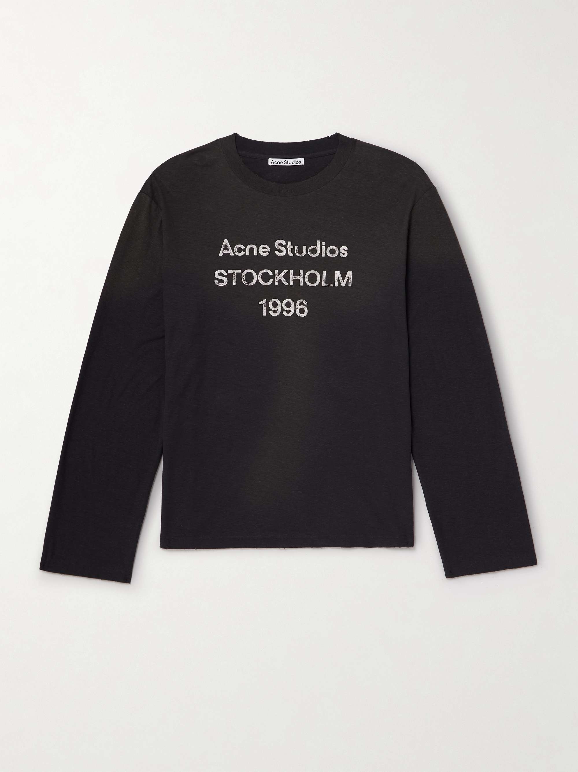 ACNE STUDIOS Edden U 1996 Logo-Printed Distressed Cotton and Hemp-Blend T-Shirt