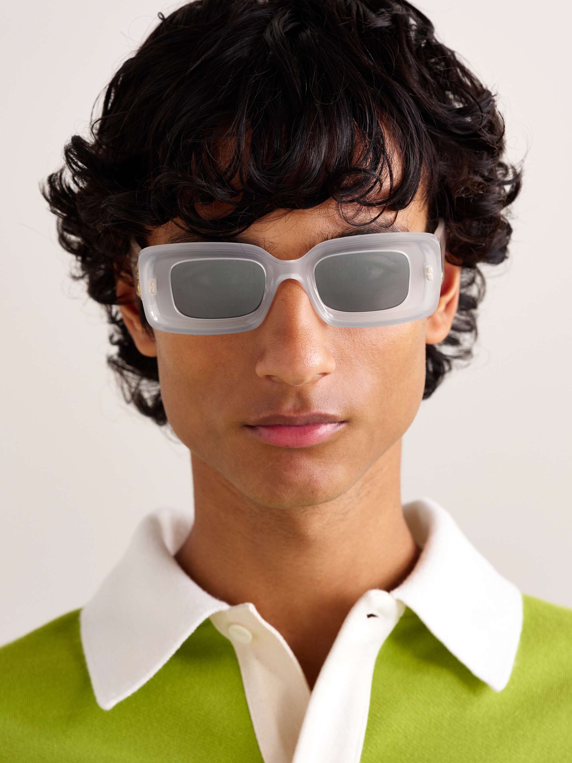 LOEWE EYEWEAR Anagram Rectangular-Frame Tortoiseshell Acetate Sunglasses