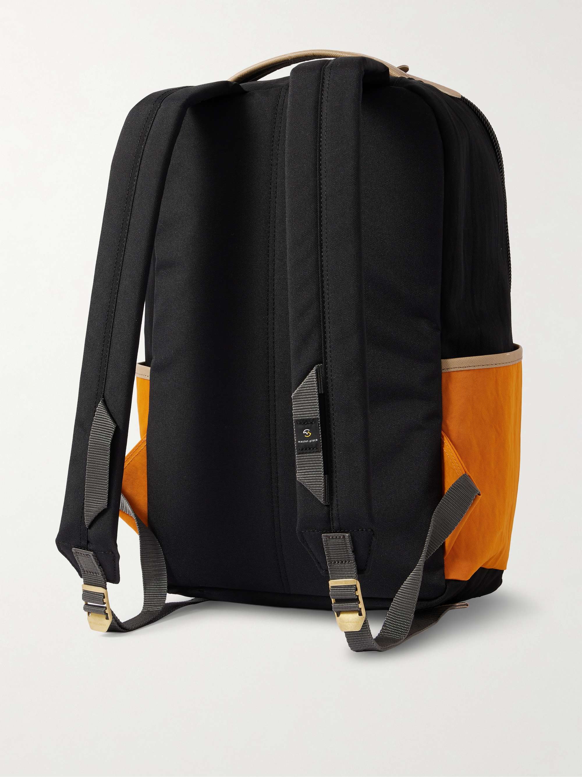 MASTER-PIECE Link Colour-Block Leather and Webbing-Trimmed Nylon Backpack